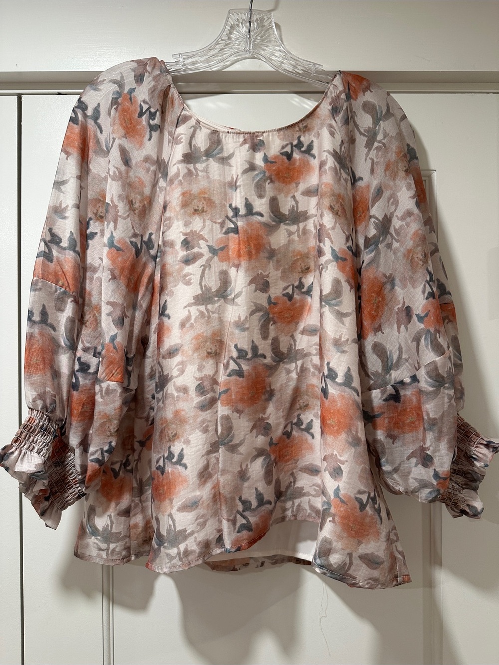 NWT Women's Melloday Floral Puff-Sleeve Blouse